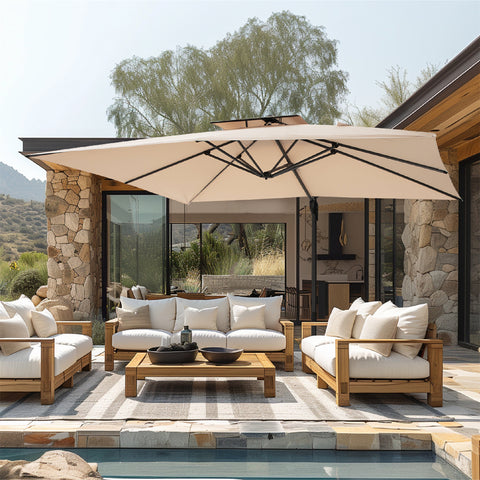 Shop our rectangular cantilever umbrella today for stylish shade and durable outdoor comfort!