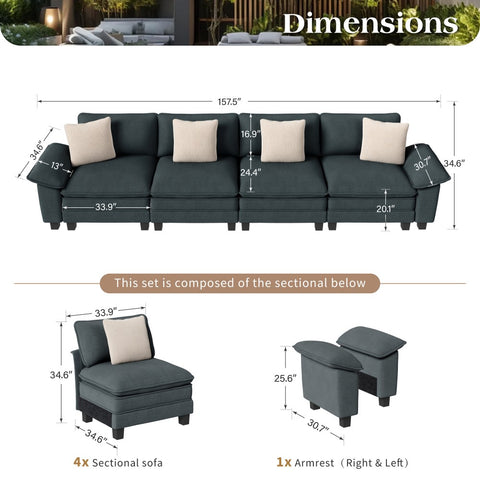 Cloud-Like Chenille Living Room Sofa Couch