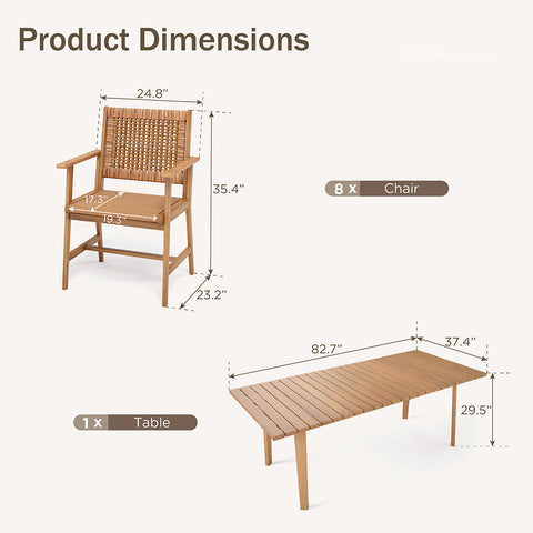 Outdoor Acacia Wood Casual Dining Set for Backyard