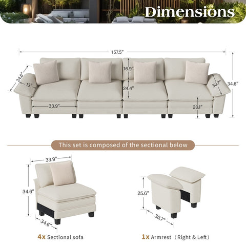 Cloud-Like Chenille Living Room Sofa Couch