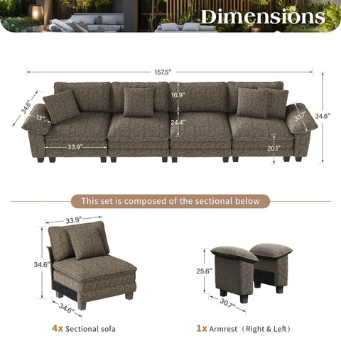 Cloud-Like Chenille Living Room Sofa Couch