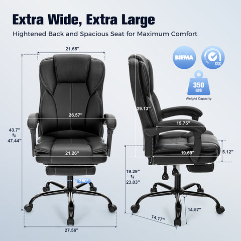Ergonomic PU Leather Office Chair with Soft Upholstered Armrest