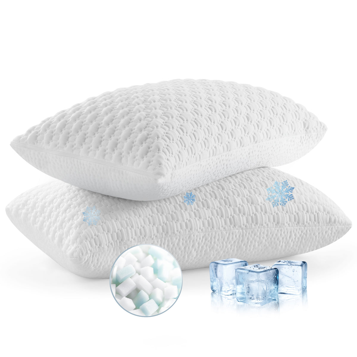 Adjustable Shredded Memory Foam Pillow for Neck and Shoulder Support, Set of 2