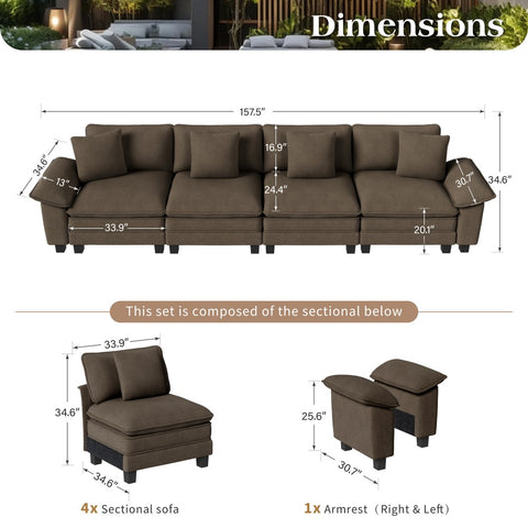 Cloud-Like Chenille Living Room Sofa Couch