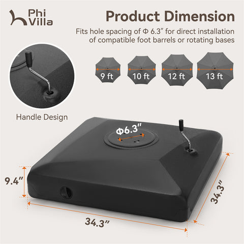 Outdoor Patio Umbrella Heavy Duty Base Weights Stand for Cantilever Umbrella