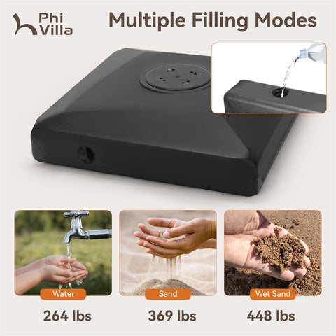 Heavy-Duty Cantilever Patio Umbrella Base with Square Design, Handle, and Wheels