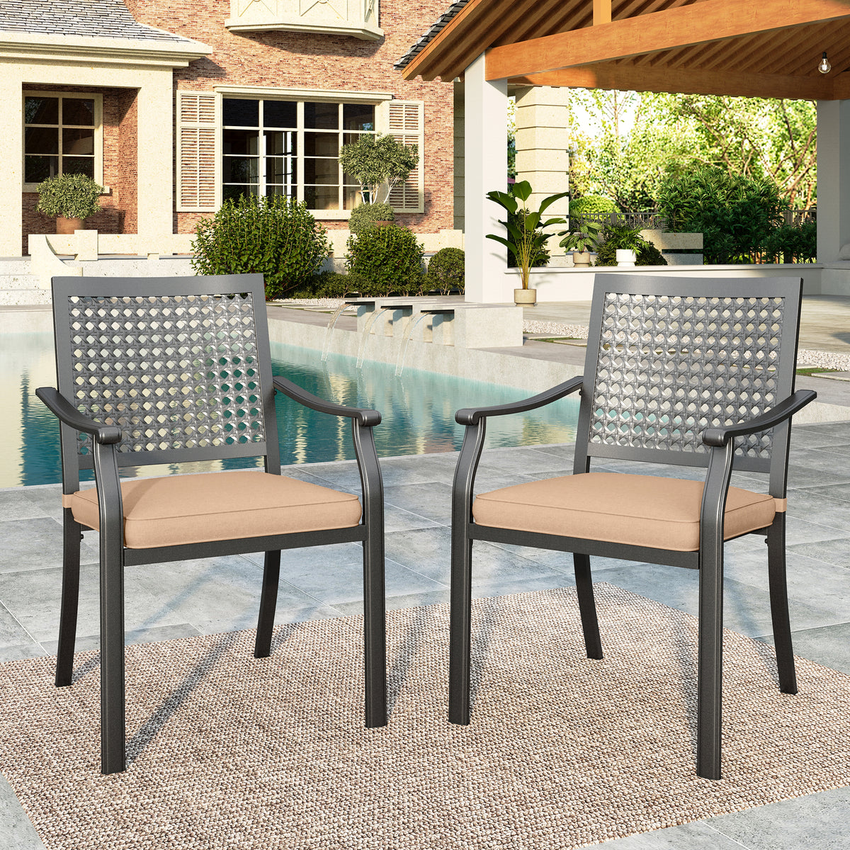 Patio Metal Dining Chairs for Garden Backyard