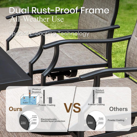 7-Piece Patio Textilene High Back Swivel Chairs and Steel Rectangle Table Dining Set