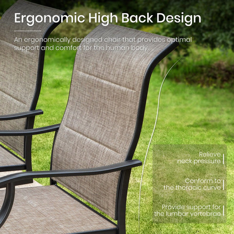 High-back Padded Swivel Textilene Patio Dining Chairs