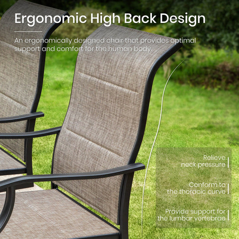 7-Piece Patio Textilene High Back Swivel Chairs and Steel Rectangle Table Dining Set