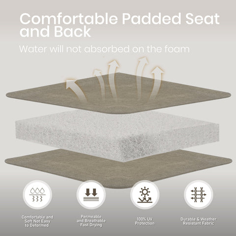 7-Piece Patio Textilene High Back Swivel Chairs and Steel Rectangle Table Dining Set