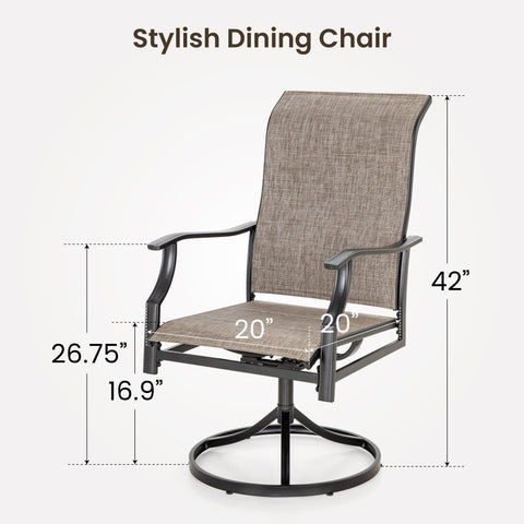 8-Piece 13ft Umbrella Patio Dining Set with High Back Textilene Swivel Chair and Metal Table