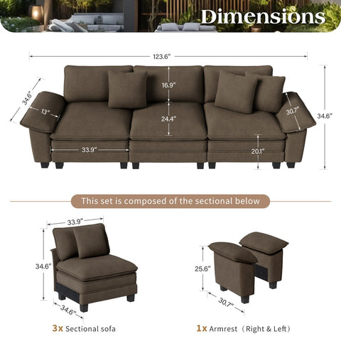 Cloud-Like Chenille Living Room Sofa Couch