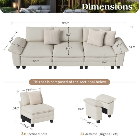 Cloud-Like Chenille Living Room Sofa Couch