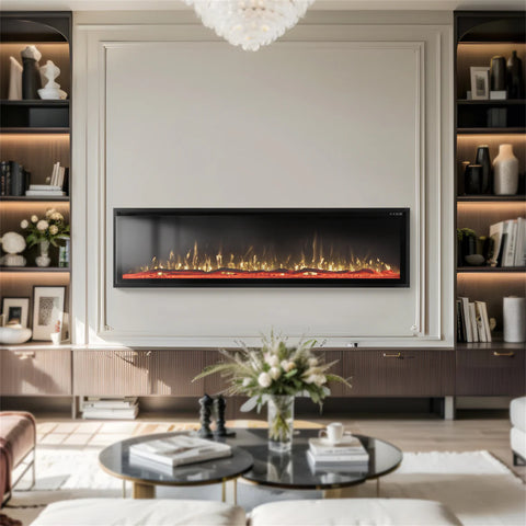 Premium Wall Mounted & Recessed Electric Fireplace with Remote Control