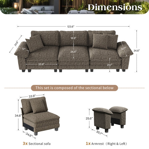 Cloud-Like Chenille Living Room Sofa Couch