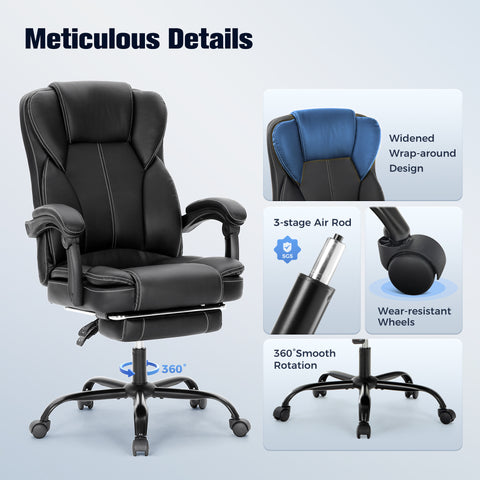Ergonomic PU Leather Office Chair with Soft Upholstered Armrest