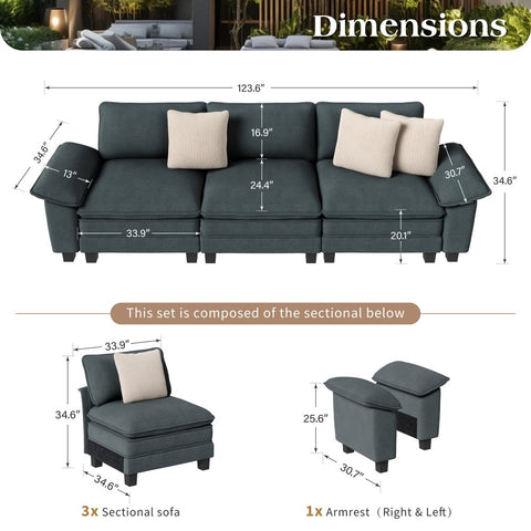 Cloud-Like Chenille Living Room Sofa Couch