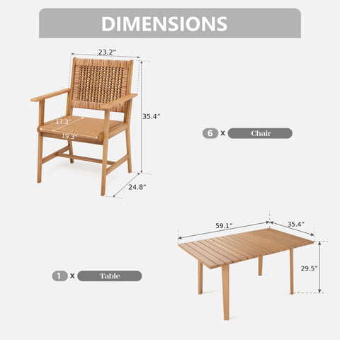 Outdoor Acacia Wood Casual Dining Set for Backyard