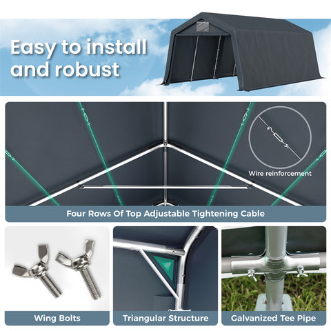 Outdoor Portable Storage Shelter Shed Garage with Vents Carport