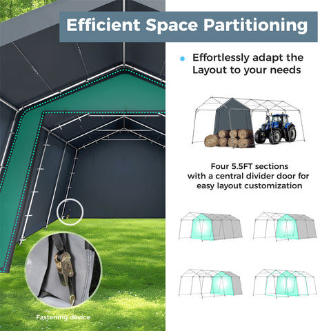 Outdoor Portable Storage Shelter Shed Garage with Vents Carport