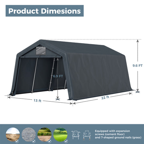 Outdoor Portable Storage Shelter Shed Garage with Vents Carport