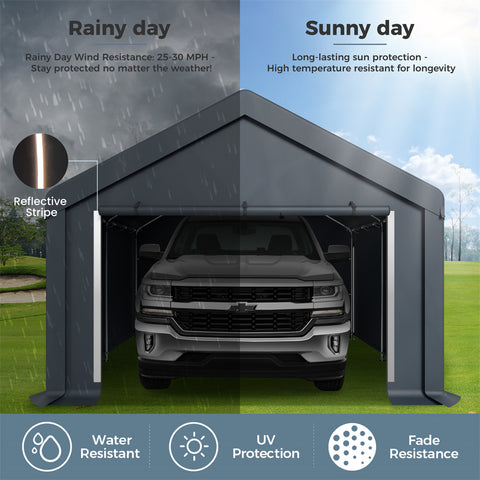 Outdoor Portable Storage Shelter Shed Garage with Vents Carport