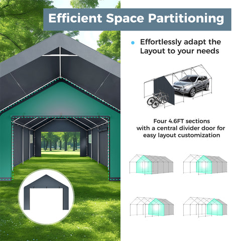 Outdoor Portable Storage Shelter Shed Garage with Vents Carport