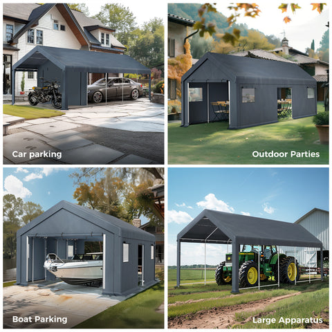 Outdoor Portable Storage Shelter Shed Garage with Vents Carport