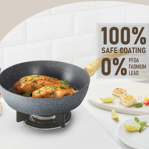 Kitchen Academy Stylish Granite-Coating Nonstick Induction 12 Pieces Cookware Set