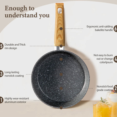 Kitchen Academy Stylish Granite-Coating Nonstick Induction 12 Pieces Cookware Set