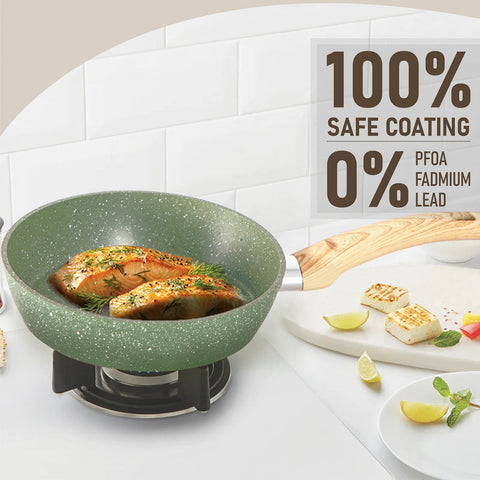 Kitchen Academy Stylish Granite-Coating Nonstick Induction 12 Pieces Cookware Set