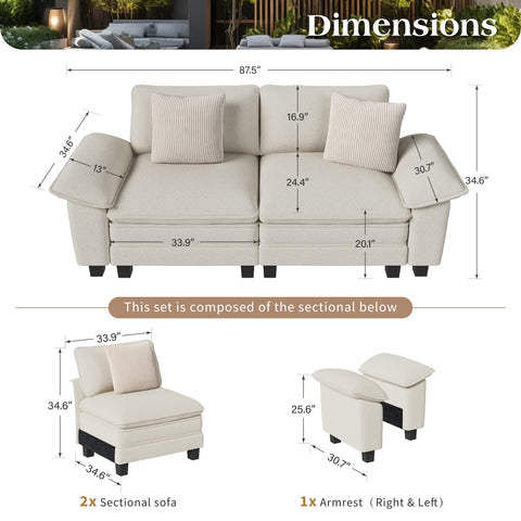 Cloud-Like Chenille Living Room Sofa Couch