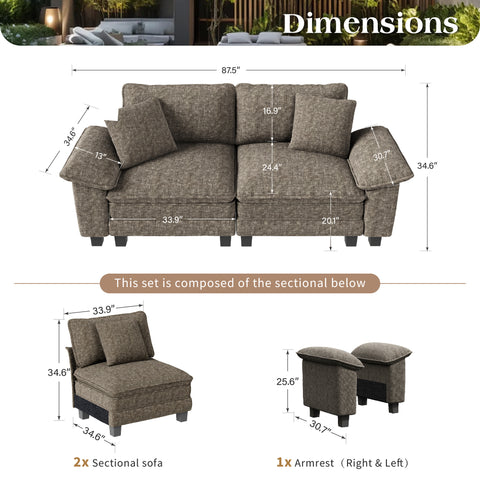Cloud-Like Chenille Living Room Sofa Couch