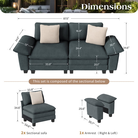 Cloud-Like Chenille Living Room Sofa Couch