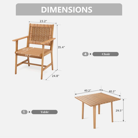 Outdoor Acacia Wood Casual Dining Set for Backyard