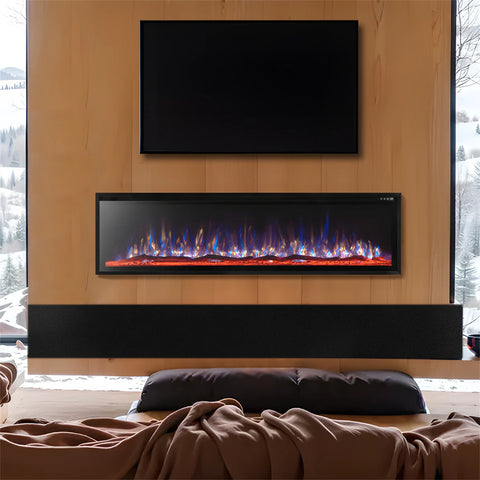 Premium Wall Mounted & Recessed Electric Fireplace with Remote Control