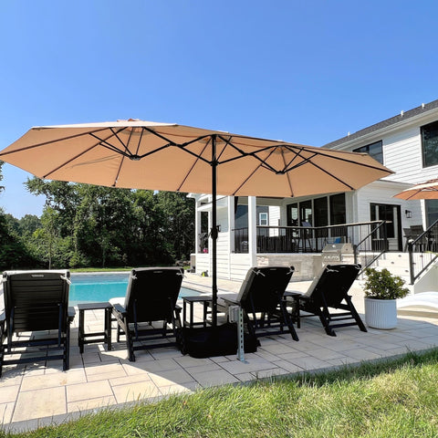 15ft Double-Sided Extra Large Patio Twin Umbrella (Base Included)