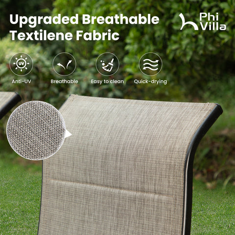 Sling Fabric High-back Padded Patio Fixed Chairs
