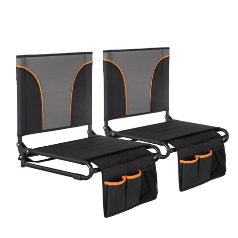 Folding Stadium Seat Chair for Bleachers with Back & Arm Rest, 2 Pieces