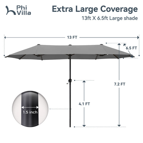 13ft Large Double-Sided Outdoor Patio Umbrella