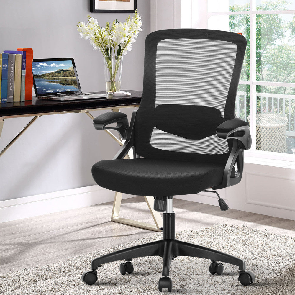 Ergonomic Mesh Office Chair with Adjustable Lumbar Support & Flip-Up Armrests for Home Office & Back-to-School