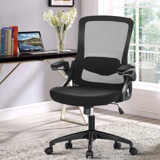 Ergonomic Mesh Office Chair with Adjustable Lumbar Support & Flip-Up Armrests for Home Office & Back-to-School