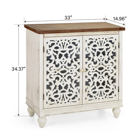Accent Storage Cabinet with Decorative Carved