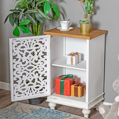 Accent Storage Cabinet with Decorative Carved