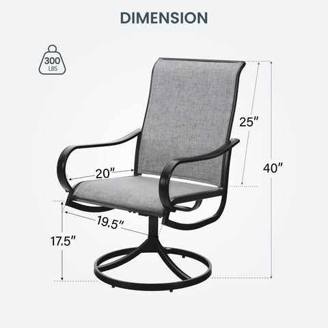 7-Piece Patio Dining Set Round Steel Table & Textilene Swivel Chairs