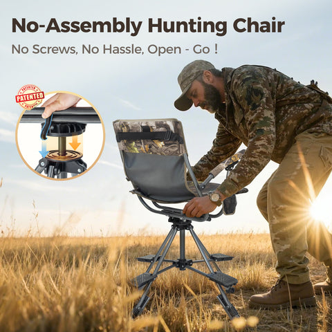 360° Silent Swivel Blind Hunting Chair with Shooting Pedals