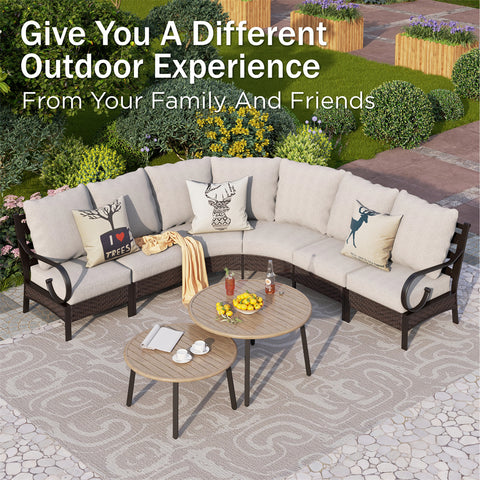Half-Moon Outdoor Patio Conversation Sofa Sets with E-Coating Technology