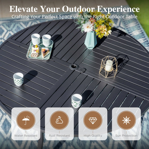 5/7-Piece Outdoor Patio Dining Set with Round Table and High Back Textilene Swivel Chair