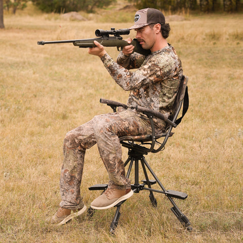 360° Silent Swivel Blind Hunting Chair with Shooting Pedals